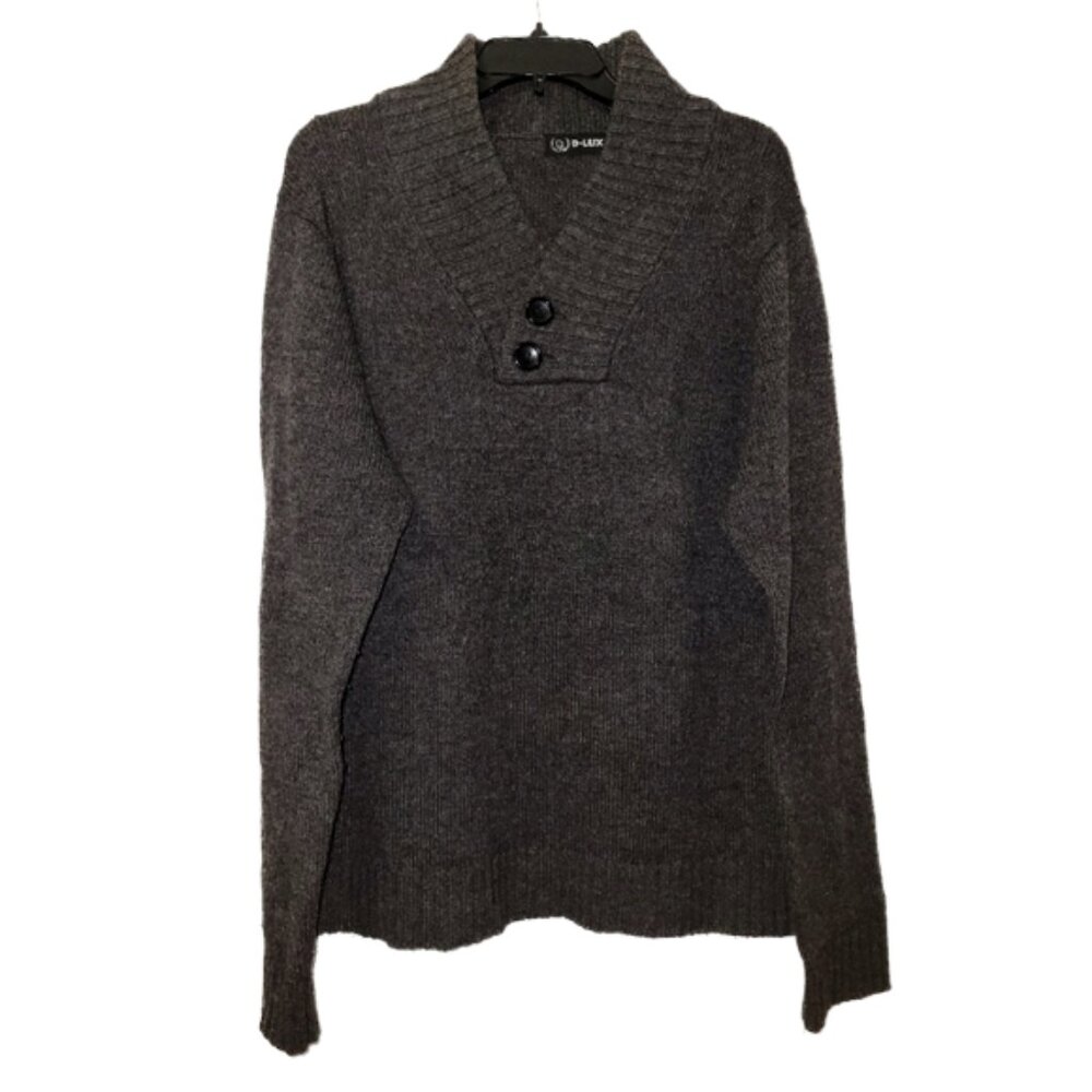 Jordan Craig D-LUX Brown Wool Blend Pullover Shawl Collar Sweater Men's Large